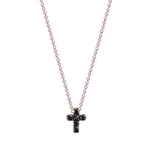 Colgante cruz con diamantes negros