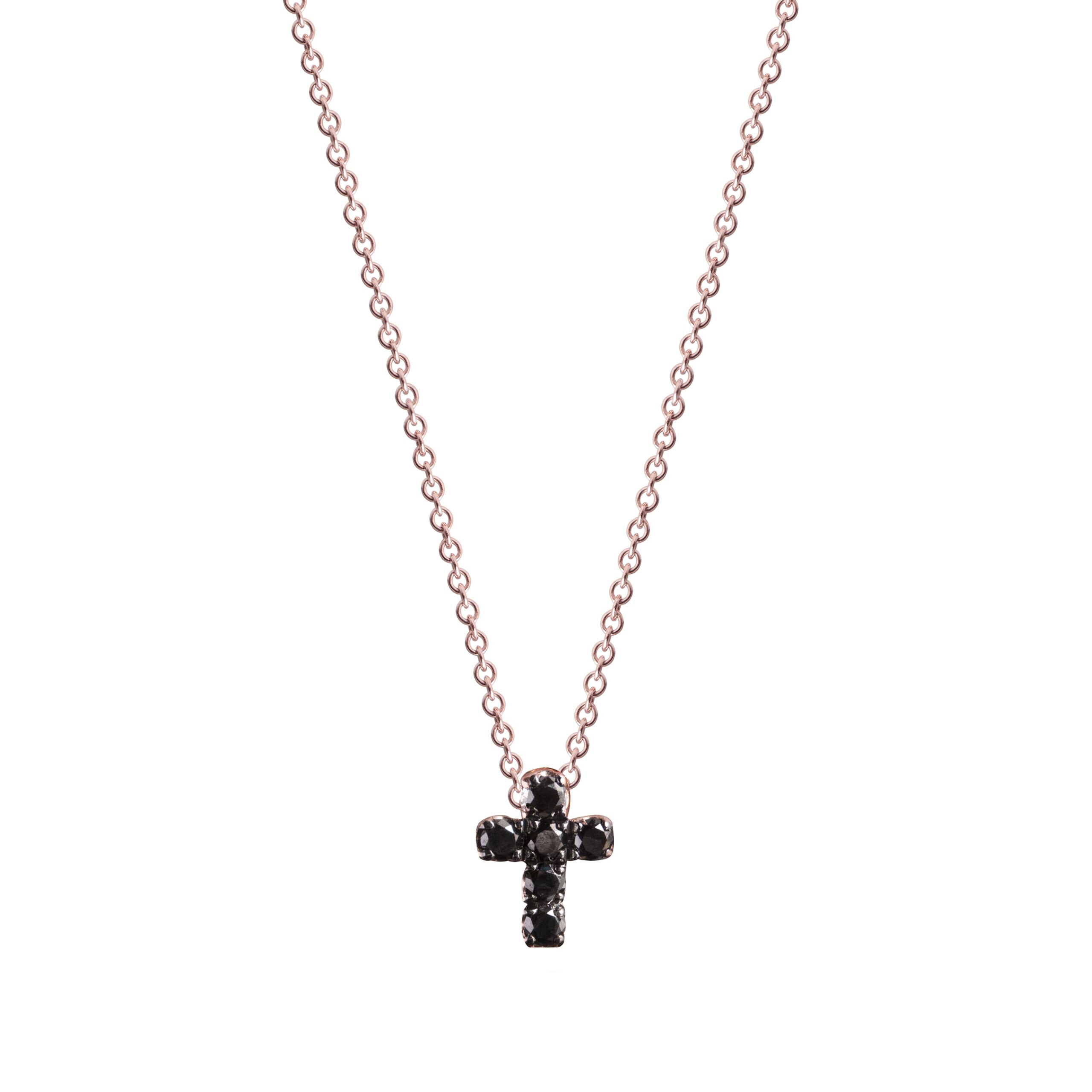 Colgante cruz con diamantes negros