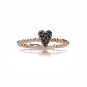 Anillo de Corazón de Brillantes Negros