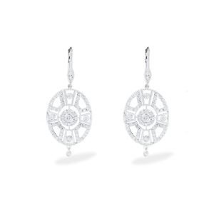 Pendientes Tipo Antiguo de Oro Blanco y Brillantes