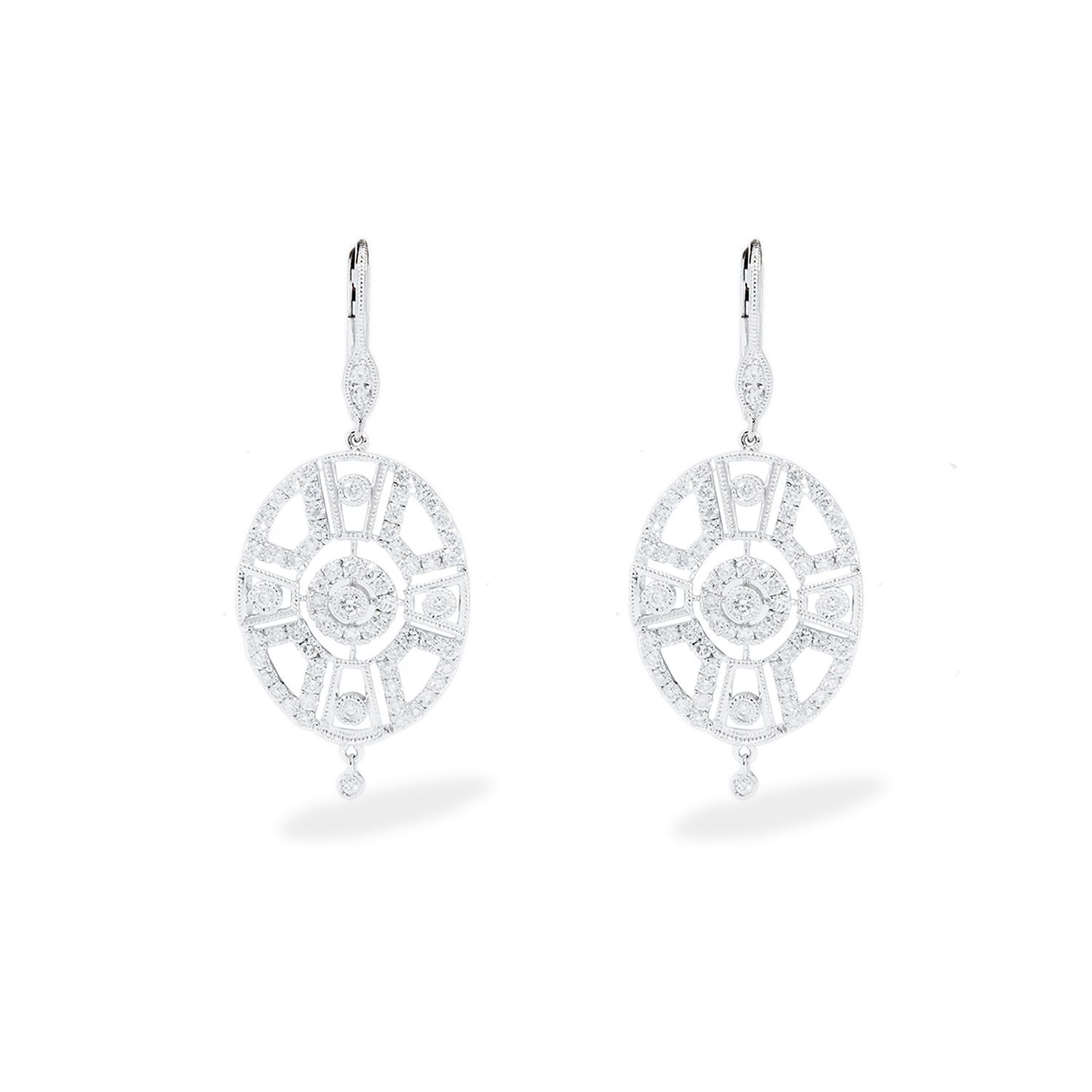 Pendientes Tipo Antiguo de Oro Blanco y Brillantes