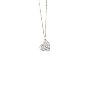 Colgante Corazón de Oro Rosa y Brillantes