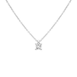 Colgante de Oro Blanco con Diamante talla Princesa