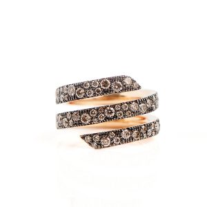 Anillo Espiral de tres tiras de Brillantes Brown