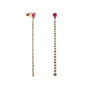 Pendientes con rubí y brillantes brown