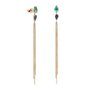 Pendientes con esmeraldas y zafiros