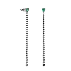 Pendientes con esmeralda y brillantes negros