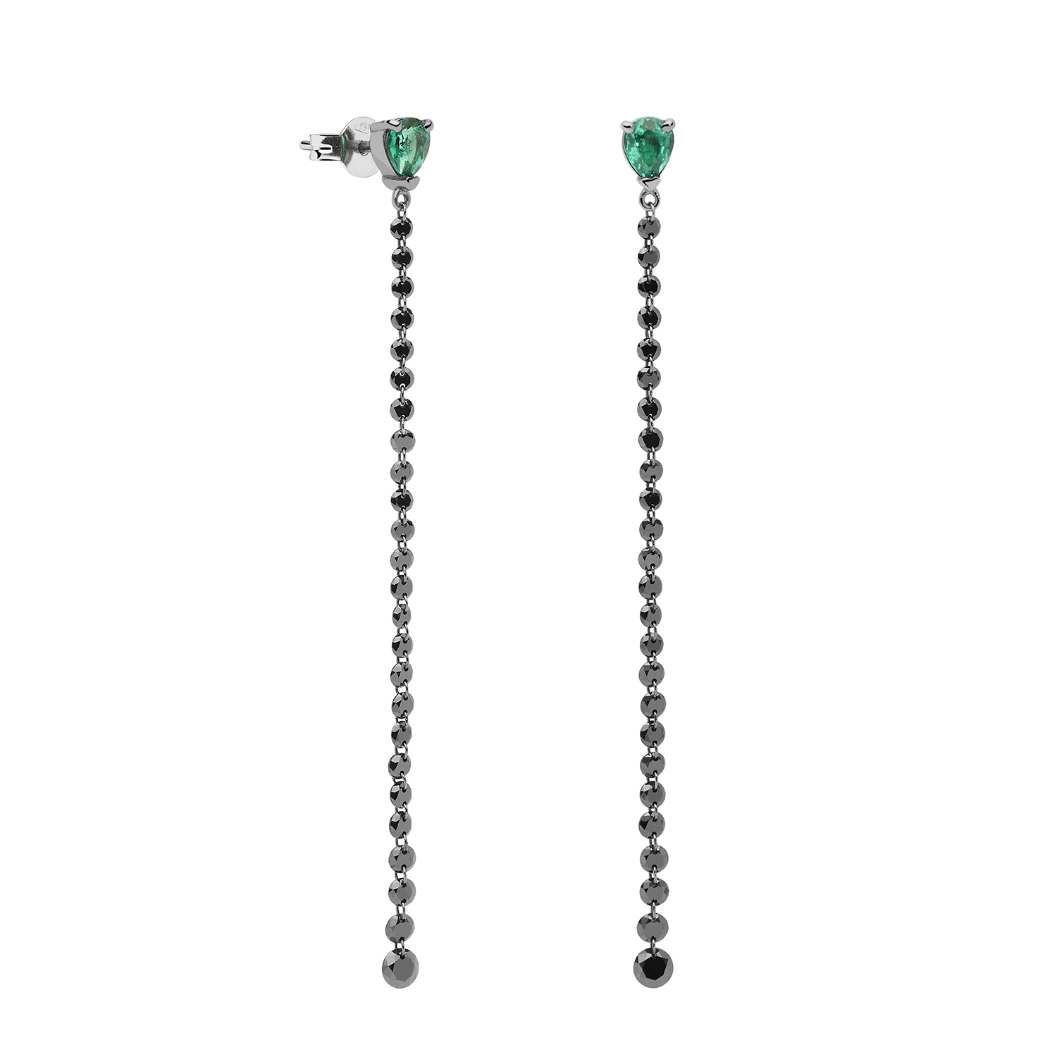 Pendientes con esmeralda y brillantes negros