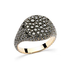 ANILLO SELLO CON BRILLANTES NEGROS