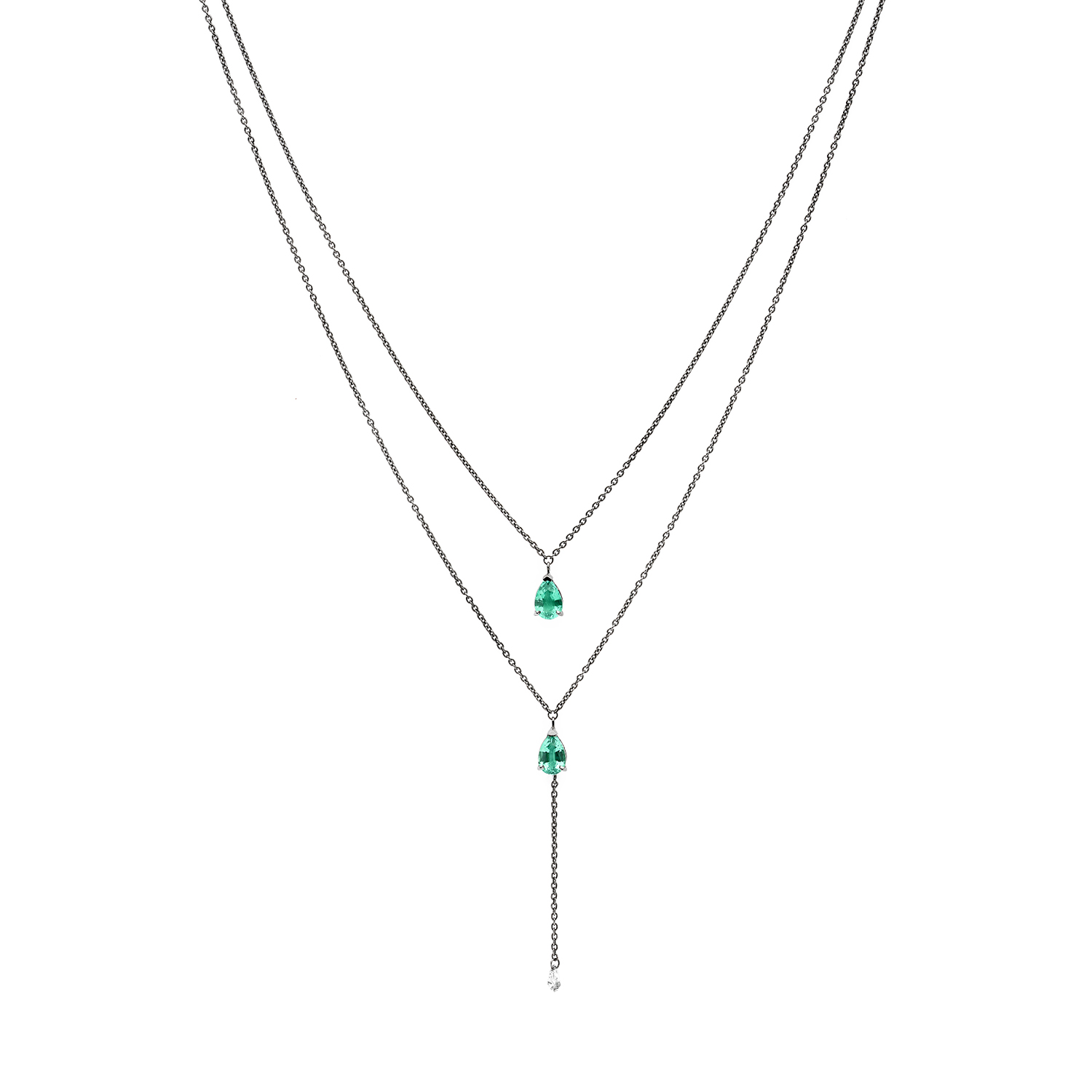 Colgante de oro con esmeraldas y diamante