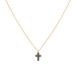 Colgante cruz con brillantes negros