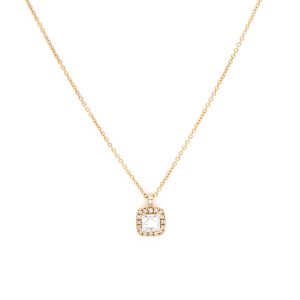 Colgante con diamante talla princesa