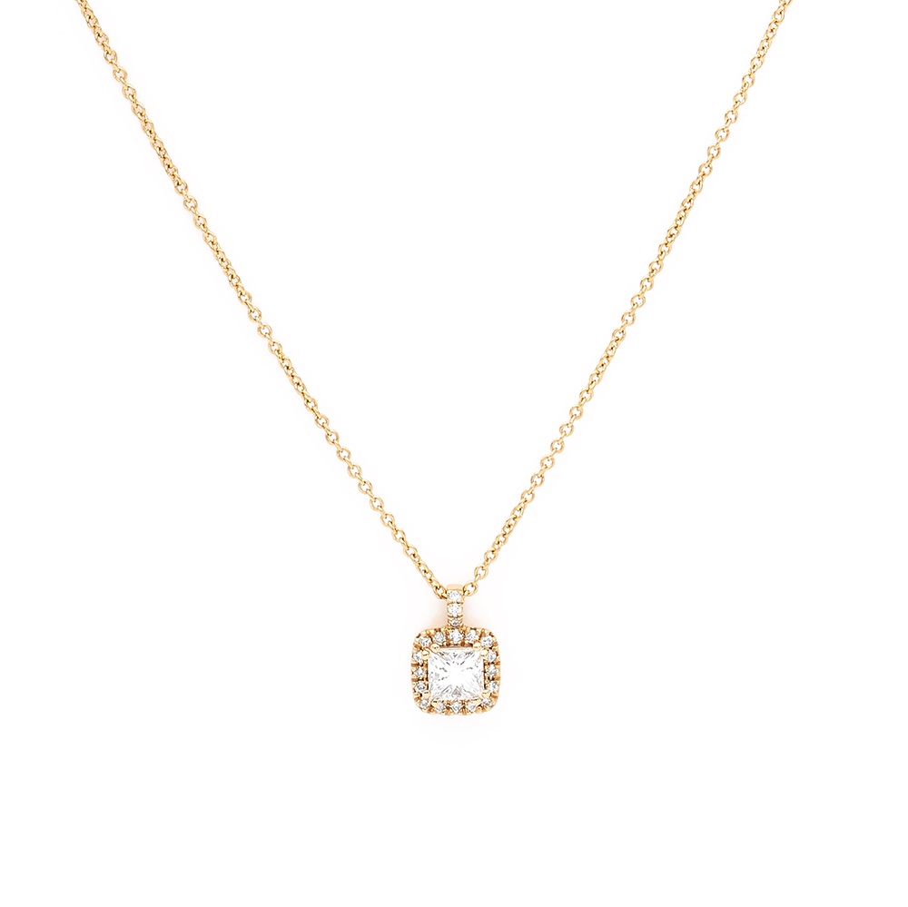 Colgante con diamante talla princesa