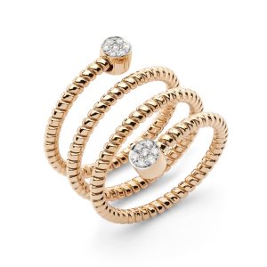 Anillo elástico espiral de oro y brillantes