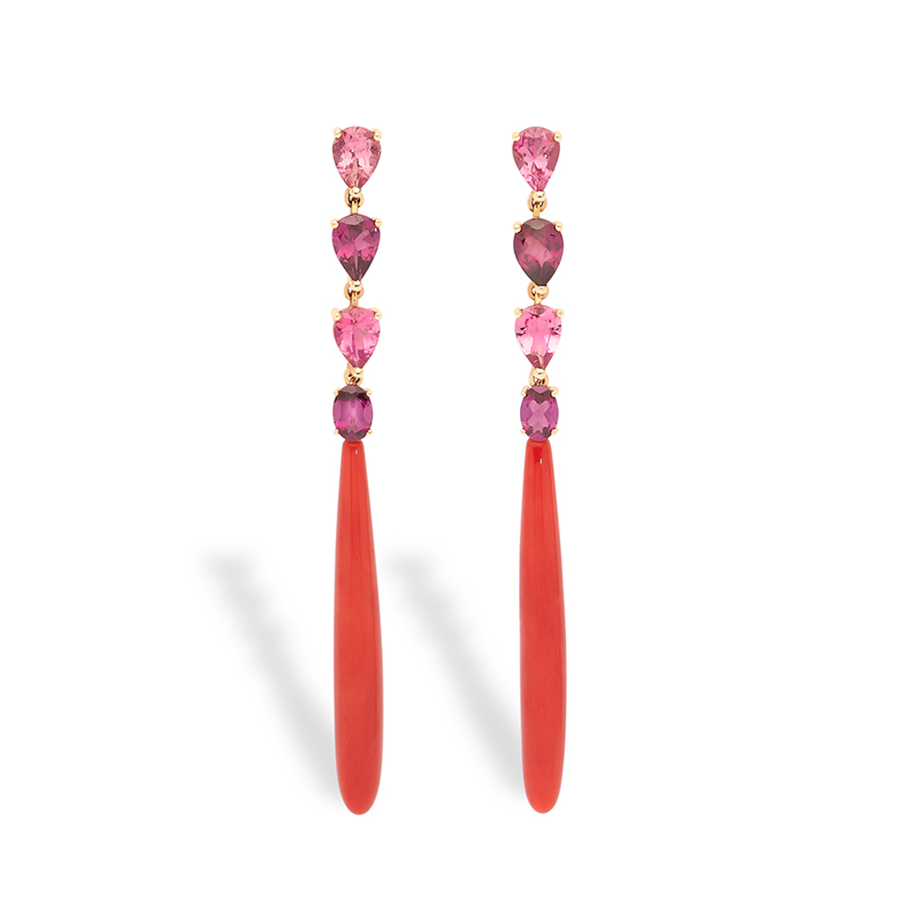 Pendientes largos de coral
