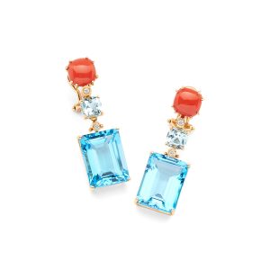 Pendientes con topacios y coral
