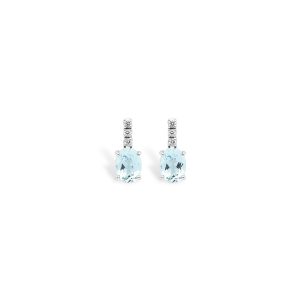 Pendientes con aguamarina y brillantes