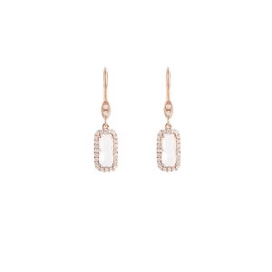 Pendientes de Oro Rosa con Topacio transparente y Brillantes