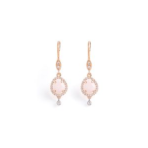 Pendientes de Ópalo Rosa y Brillantes