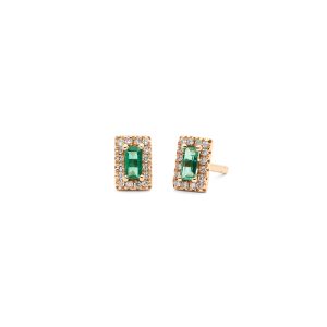 Pendientes con esmeraldas y brillantes